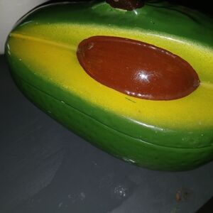 Ceramic Avocado Trinket Box - Green & Yellow